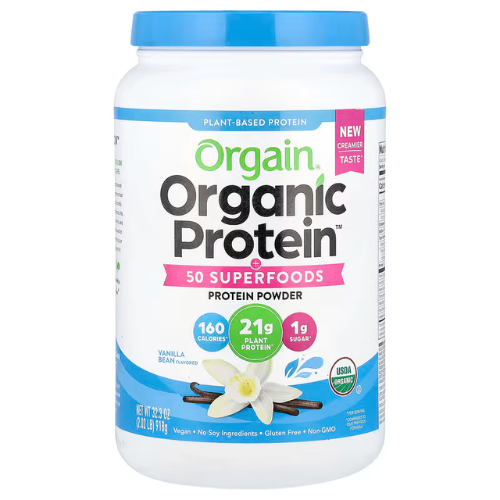 Orgain Organic Protein + 50 Superfoods Powder – Vegan Vanilla Bean (2.02lb / ~20 servings) Orgain