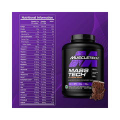 MuscleTech Veg Mass Gainer-Triple Chocolate Brownie (3Kg Powder(10 Servings)-MassTech Extreme 2000 Weight Gainer 30g Protein Muscletech