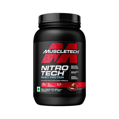 MuscleTech Nitrotech Whey Protein, 907g (2lbs), Milk Chocolate, 30g Protein Muscletech