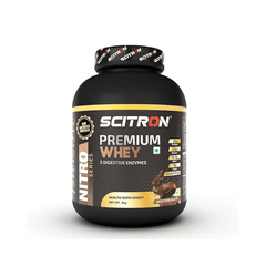 SCITRON Nitro Series Premium Whey 2Kg Rich Chocolate (58 Servings, 25g Protein, 9.5g BCAAs, 15.7g EAAs, 0g Sugar) Scitron