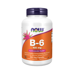 NOW Foods Supplements, Vitamin B-6 (Pyridoxine HCl) 100 mg, Cardiovascular Health, 250 Veg Capsules Now Foods