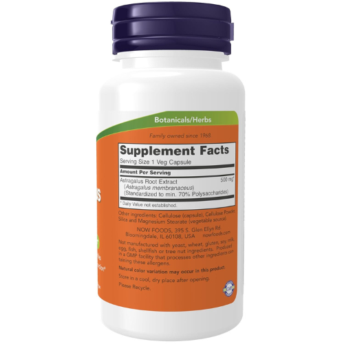 Now Foods Astragalus Extract 500mg Veg Capsules, 90-Count Now Foods