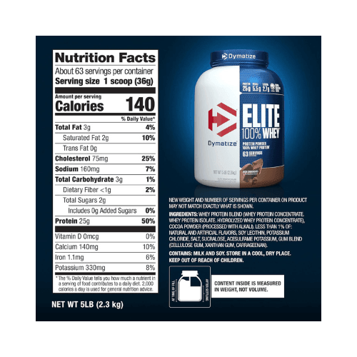 Dymatize Elite Whey Protein | Pre and Post Workout Protein Powder5 lbs, 2.26 kg