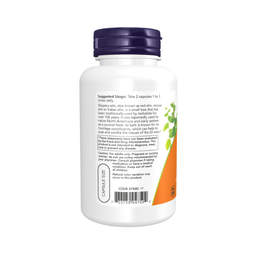 Now Foods Slippery Elm Capsules 400mg - 100 Capsules Now Foods
