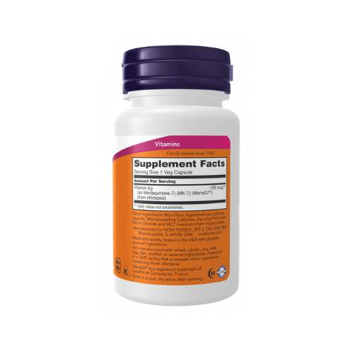 NOW Foods MK-7 Vitamin K-2 100 mcg - 60 Veg Capsules Now Foods