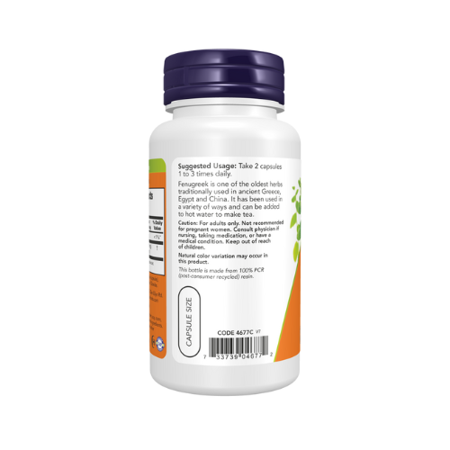 NOW Foods Fenugreek 500mg, 100 Capsules Now Foods
