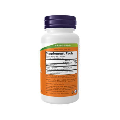 NOW Foods Fenugreek 500mg, 100 Capsules