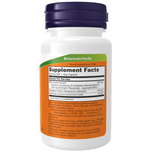 Now Foods Milk Thistle Extract, Double Strength 300 mg,50 Veg Capsules Now Foods