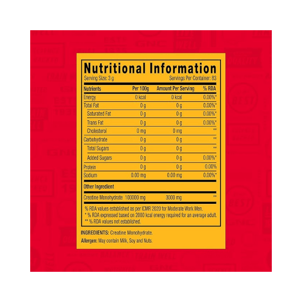 Gnc creatine monohydrate | 250 gm | 83 Serving GNC