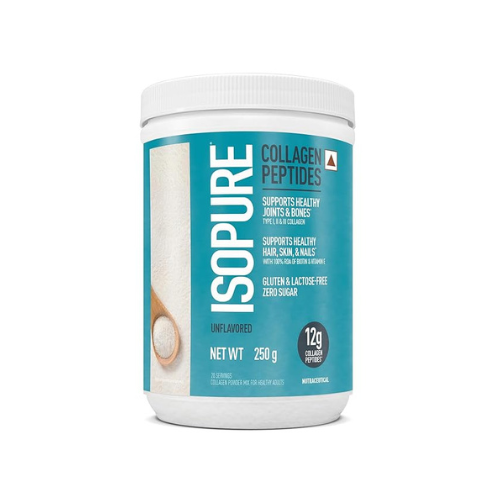Isopure Collagen Peptides (12g/serve)- 250g (Unflavored) with Biotin & Vit E(100% RDA), For healthy Skin, Hair, Nails, Joints, & Bones. Isopure
