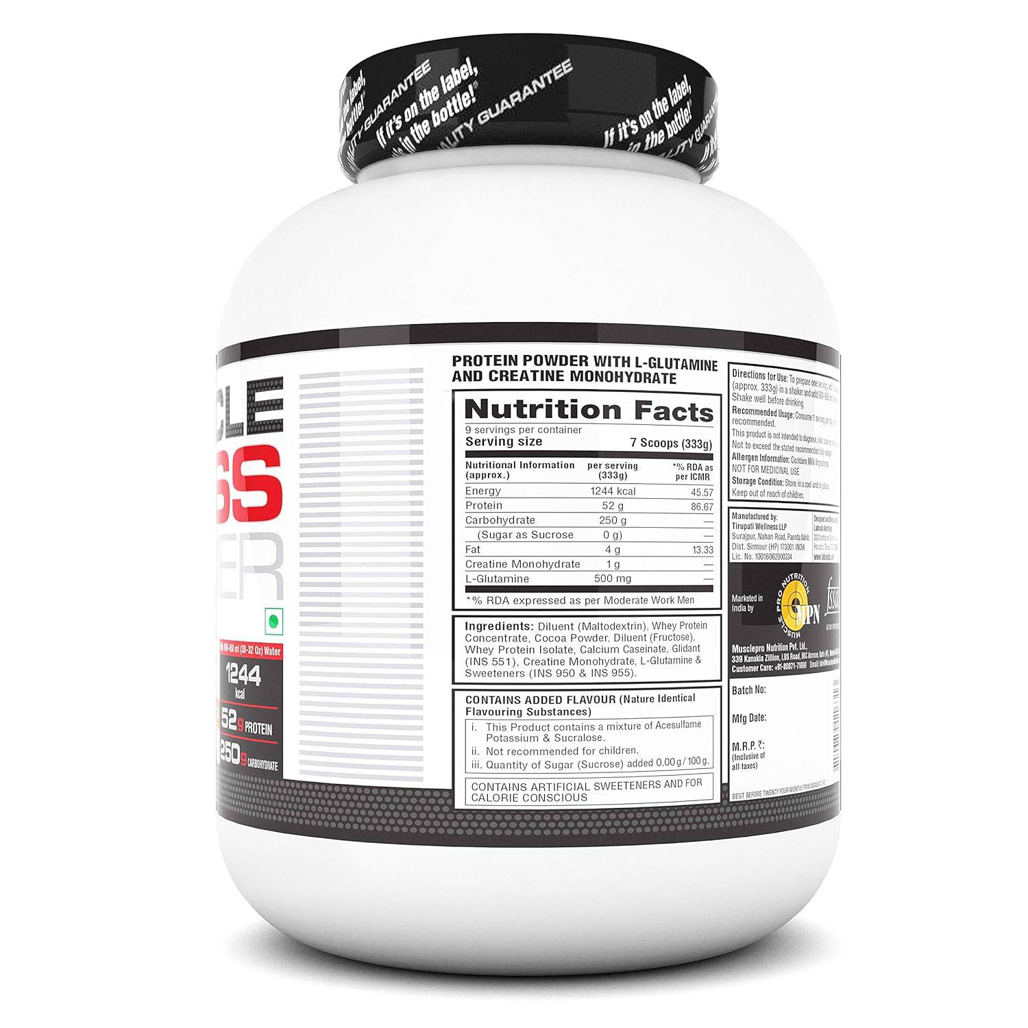 Labrada mass Gainer | 3kg Post-Workout, 52g Protein, 250g Carbs,1g Creatine, 500mg L-Carnitine