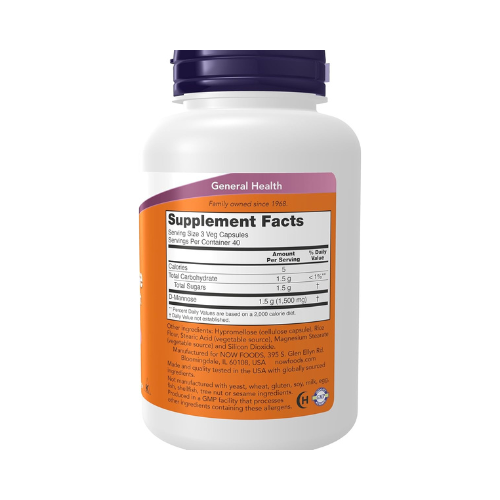 Now Foods D-Mannose 500 mg 120 Veg Capsules