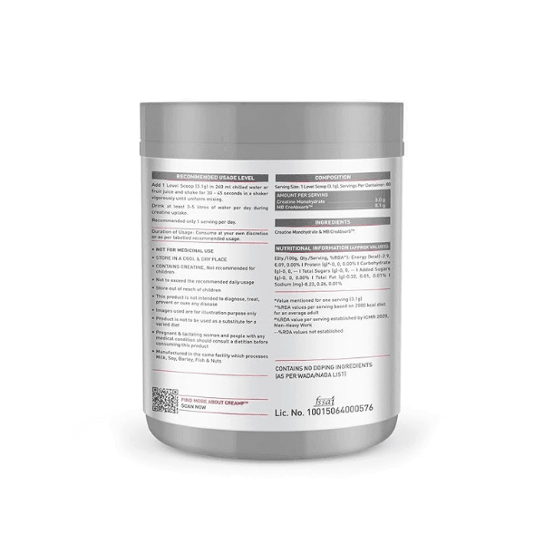 Muscleblaze Creatine Monohydrate C(Unflavored, 250 g / 0.55 lb, 80 Servings)