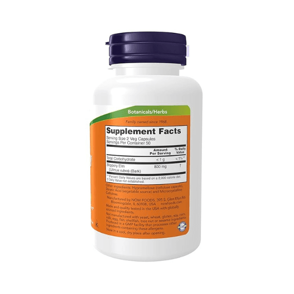 Now Foods Slippery Elm Capsules 400mg - 100 Capsules