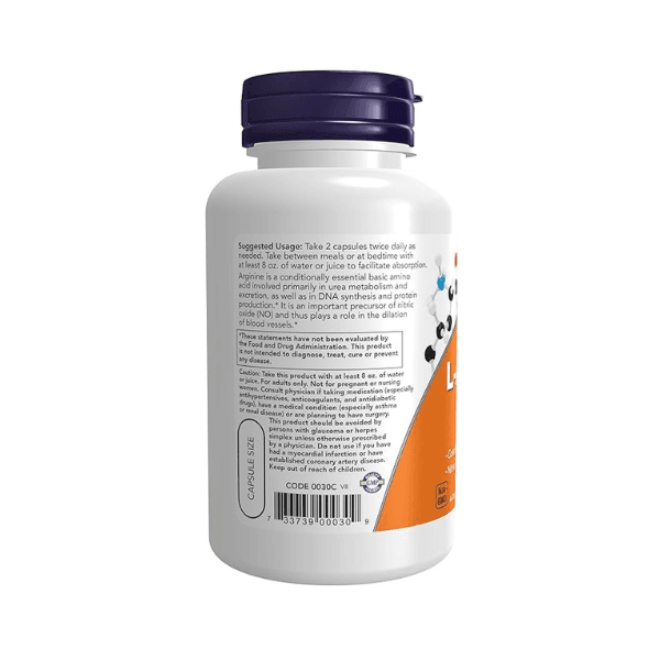 Now Foods L-arginine 500mg 100 Capsules