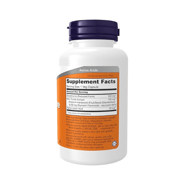 Now Foods Glutathione Plus Capsules 500mg -Pack Of 60 Capsules