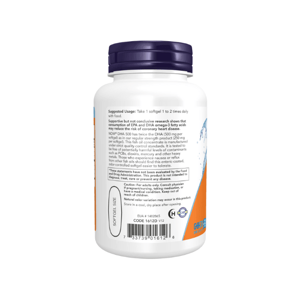 Now Foods DHA-500 Fish Oil, Double Strength Softgels