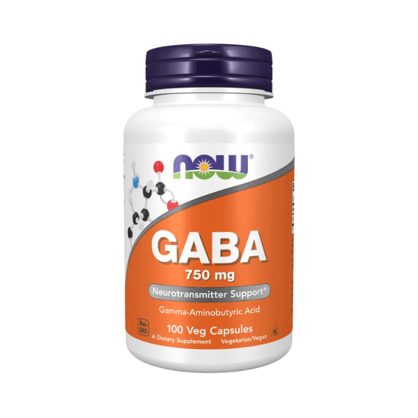 NOW Foods Gaba 750mg 100 Veg Capsules Now Foods