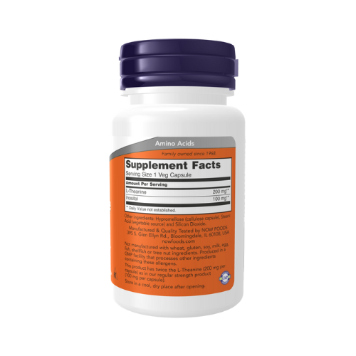 Now Foods L-Theanine, Double Strength 200 mg Veg Capsules Now Foods
