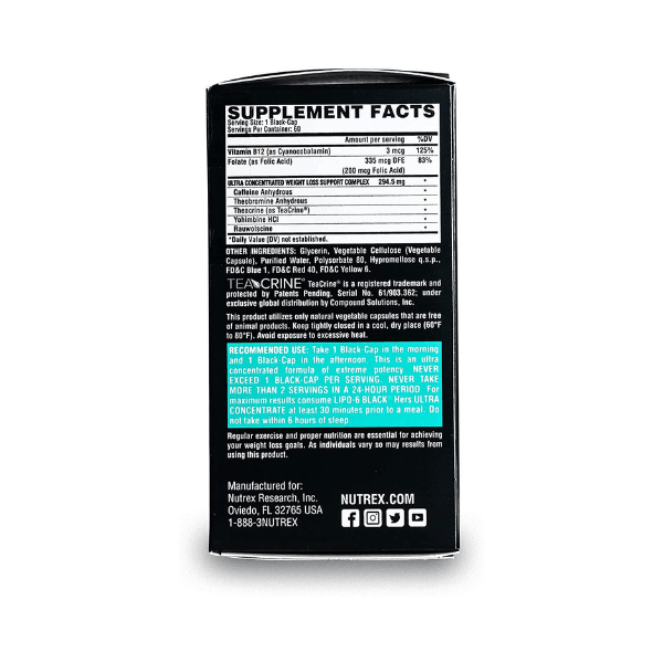 Nutrex Research Prompt Nutrition Lipo6 Black Hers Ultra Concentrate For Women 60 Capsules Nutrex Research