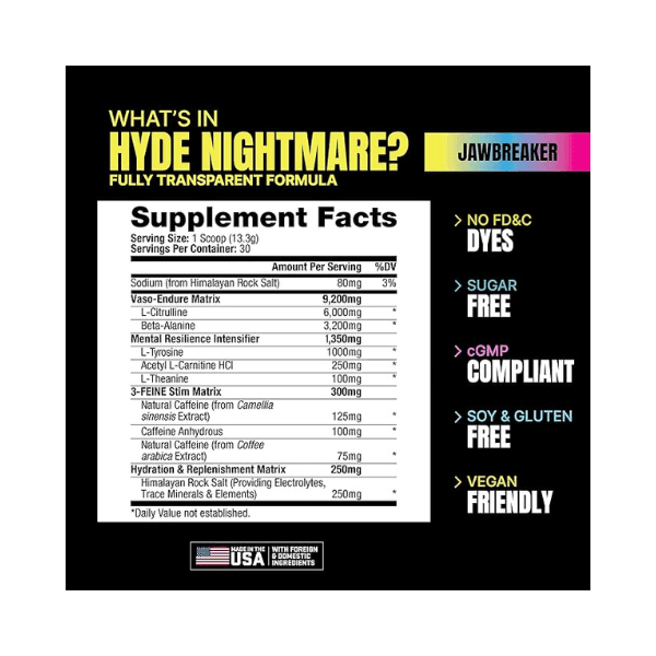 PROSUPPS Hyde Nightmare Hydrating Pre Workout 30 Servings Flavored Blood Berry