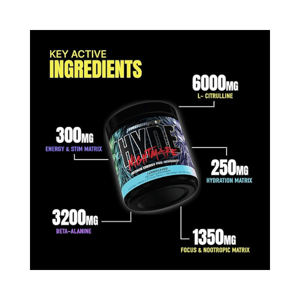 PROSUPPS Hyde Nightmare Hydrating Pre Workout 30 Servings Flavored Lemon