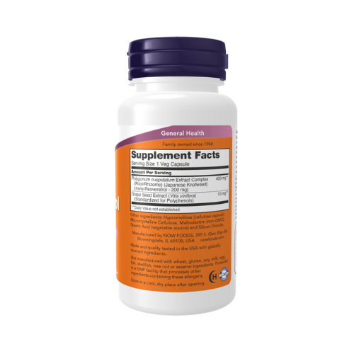 Now Foods, Natural Resveratrol, 200 mg, 60 Veggie Capsules Now Foods