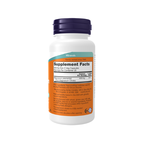 NOW Foods Magnesium Citrate — 120 Veg Capsules Now Foods