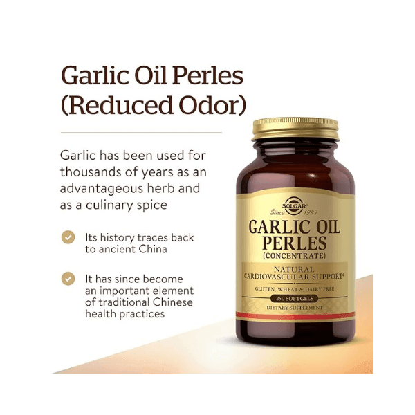 Solgar Garlic Oil Perles Supplement, 250 Count